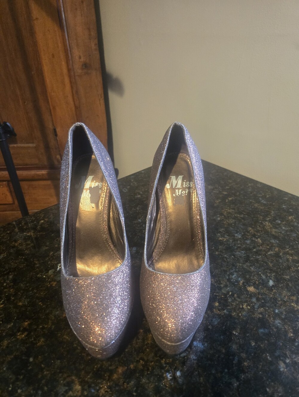 Miss Me Silver Glitter Platform Pumps